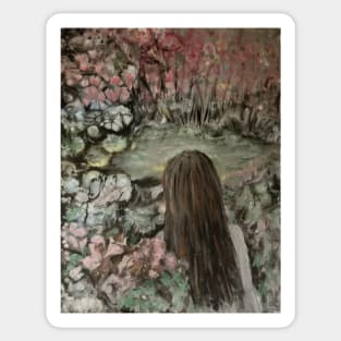 Girl by the Pond - original color Sticker